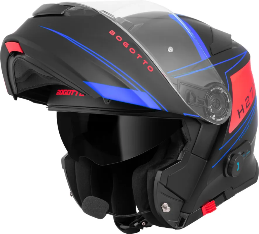 Bogotto H271 BT Taog Bluetooth Přilba černá matná/červená/modrá - S Koupit Online