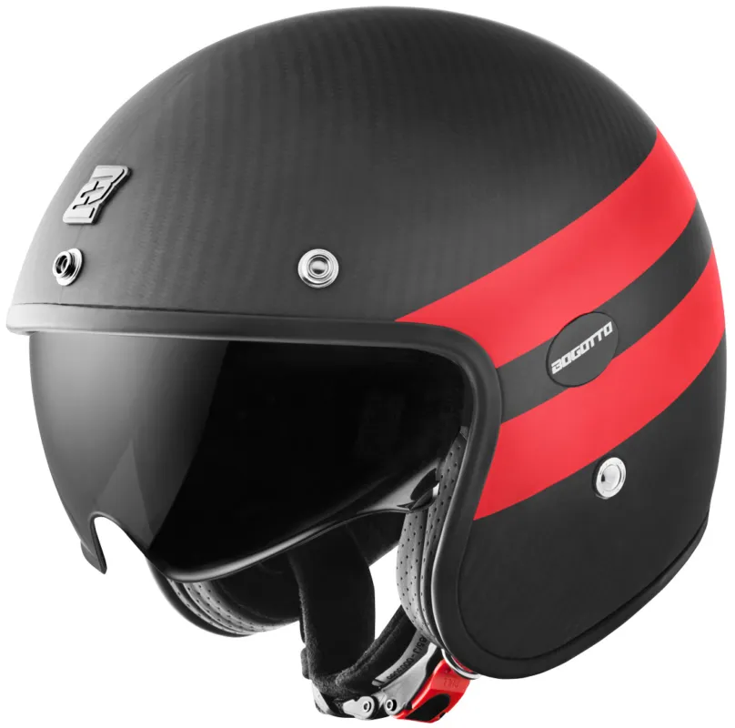 Výprodej Bogotto V587 Crono Carbon Jet Helmet černá matná/červená - XL