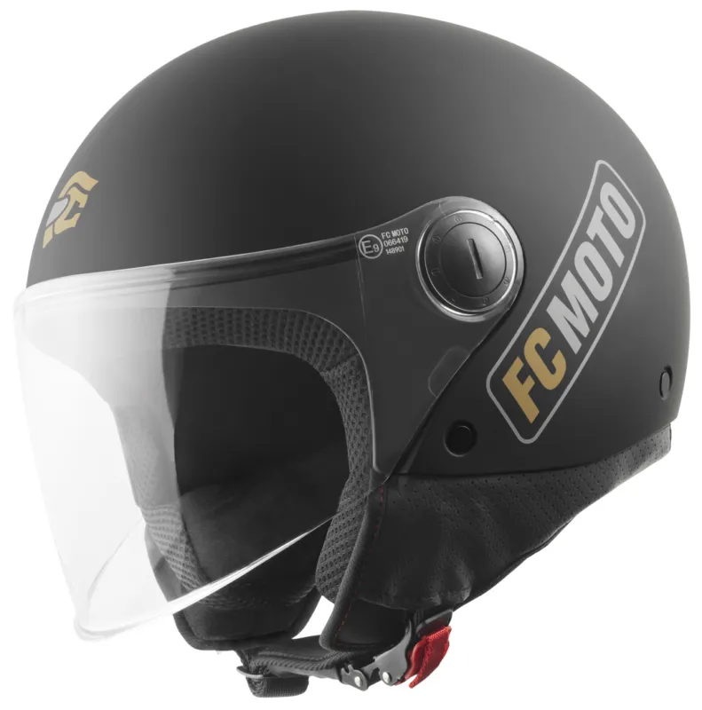 FC-Moto Square-RS Jet Helmet černá matná/zlatá - L Akční Cena