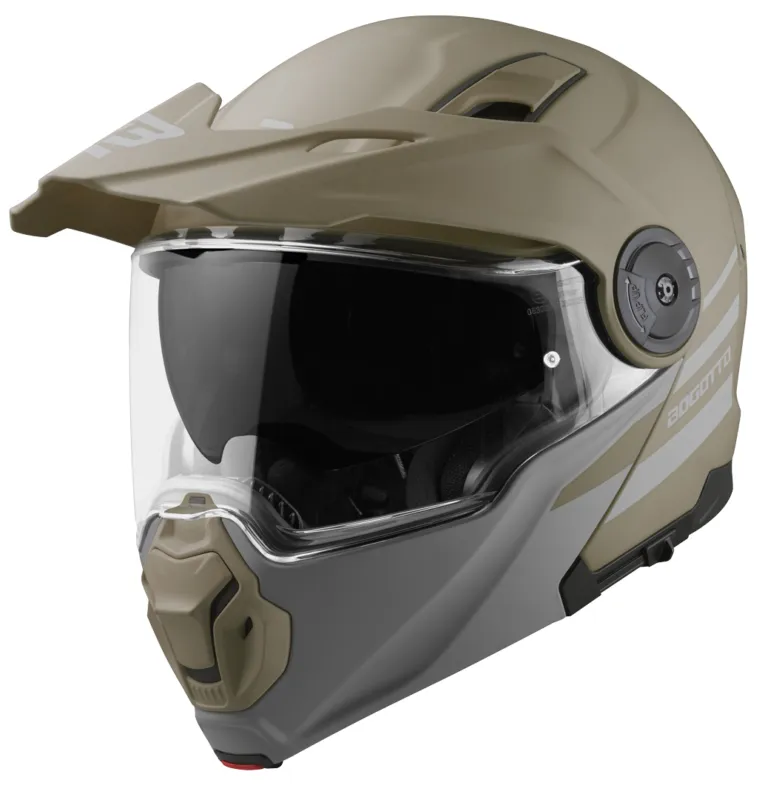 Vysoce Kvalitní Bogotto FG-102 Duo Sklená enduro vyklopná helma Hnědý mat - L