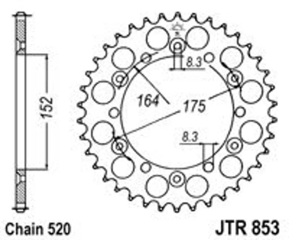Výhodná Nabídka Řetězová rozeta JT JTR 853-51 51 zubů, 520