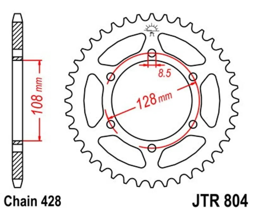 Aktuální Řetězová rozeta JT JTR 804-42 42 zubů, 428