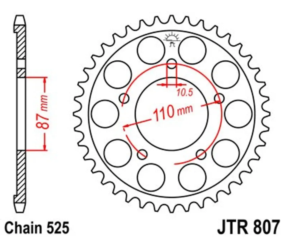 Řetězová rozeta JT JTR 807-49 49 zubů, 525 Výhodná Nabídka