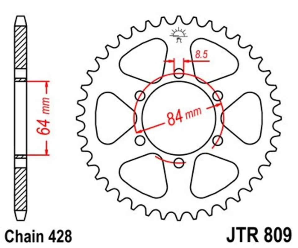 Řetězová rozeta JT JTR 809-49 49 zubů, 428 Horká Nabídka