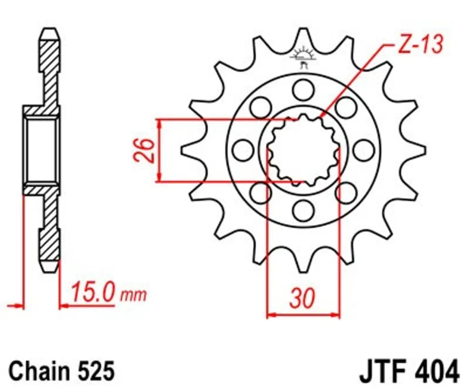 Řetězové kolečko JT JTF 404-16 16 zubů, 525 Nejlepší Volba