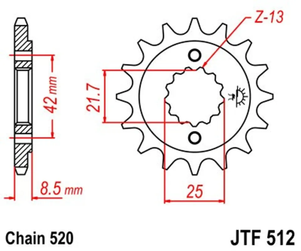 Řetězové kolečko JT JTF 512-13 13 zubů, 520 Cenová Bomba