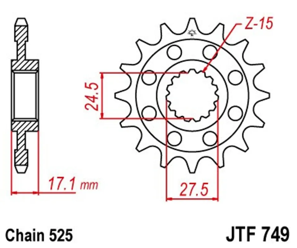 Časově Omezené Řetězové kolečko JT JTF 749-14 14 zubů, 525