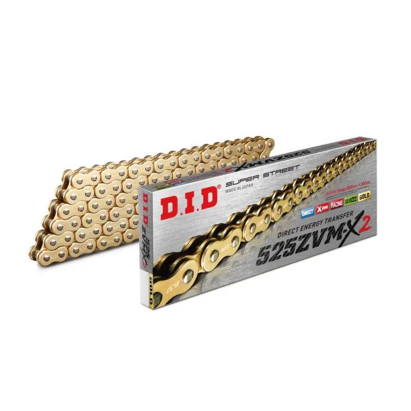 ZVM-X série X-Kroužkový řetěz D.I.D Chain 525ZVM-X2 116 L Zlatá/Zlatá Vrácení Zdarma